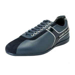 Versace Collection Men's Blue Leather Sneakers